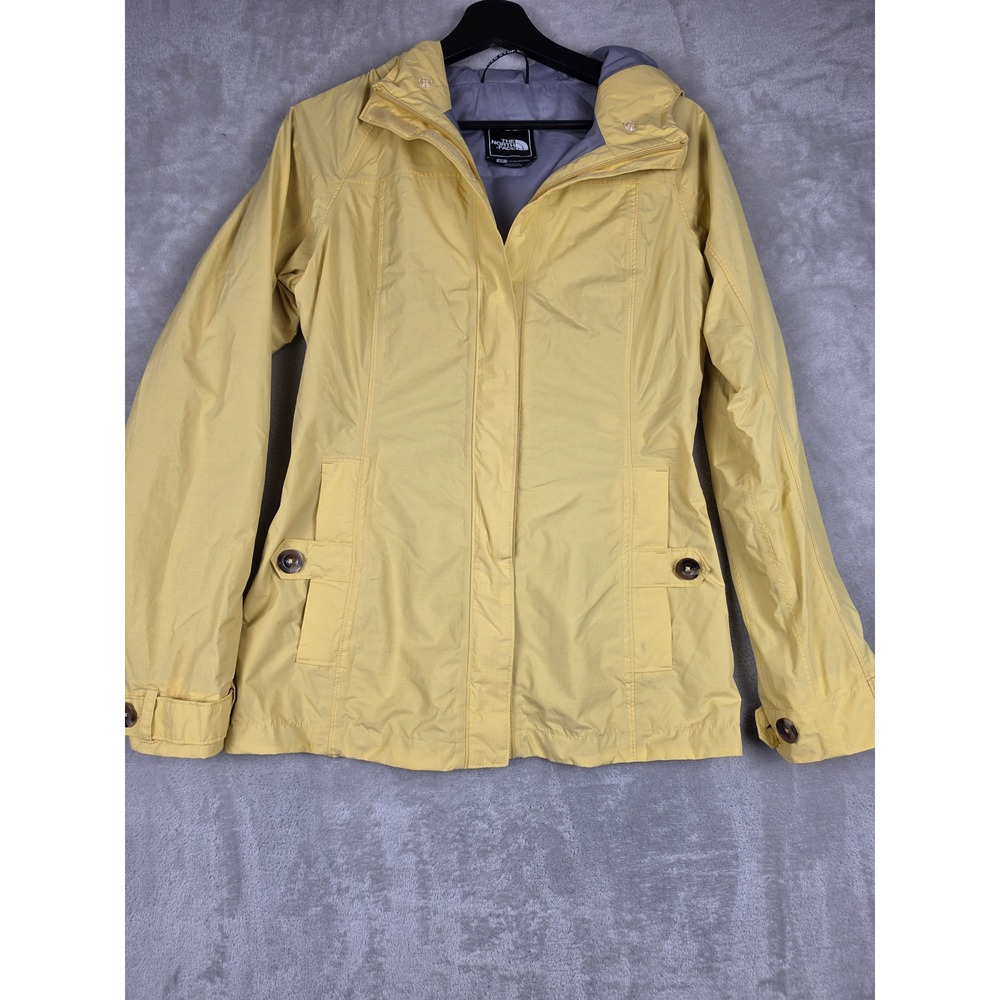 The North Face HyVent Jacket Womens S Yellow Rain Coat Hooded Utility Outdoor